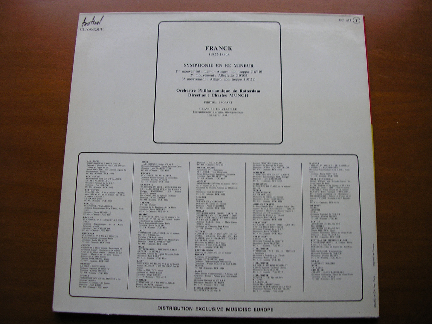 FRANCK: SYMPHONY in D MUNCH / ROTTERDAM PHILHARMONIC ORCHESTRA FC 411