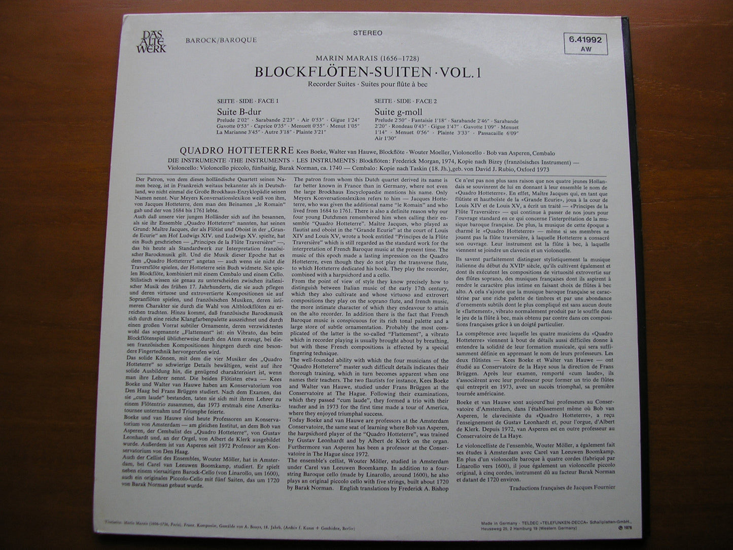 MARAIS: RECORDER SUITES     QUADRO HOTTETERRE      6.41992