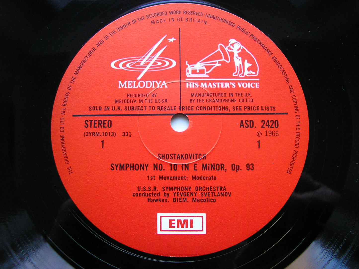 SHOSTAKOVICH: SYMPHONY No. 10     SVETLANOV / USSR SYMPHONY     ASD 2420