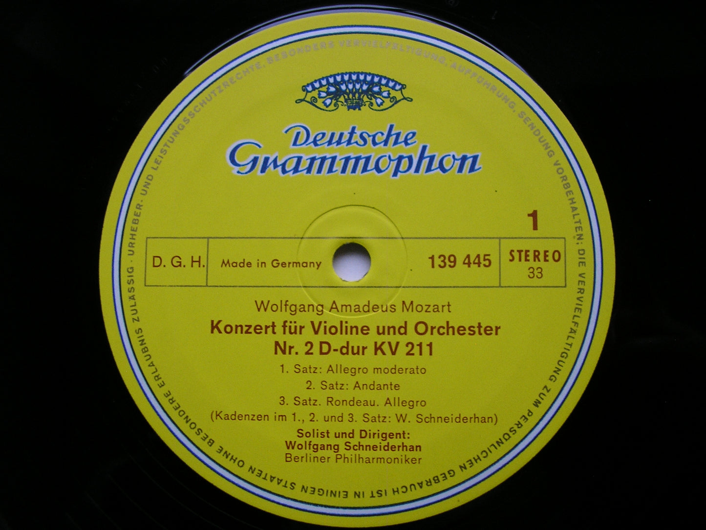 MOZART: VIOLIN CONCERTOS Nos. 2 & 3 SCHNEIDERHAN / BERLIN PHILHARMONIC 139 445