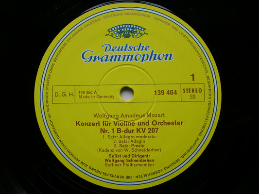 MOZART: VIOLIN CONCERTO No. 1 / ADAGIO K261 / RONDOS K269 & K373   SCHNEIDERHAN / BERLIN PHILHARMONIC   139 464