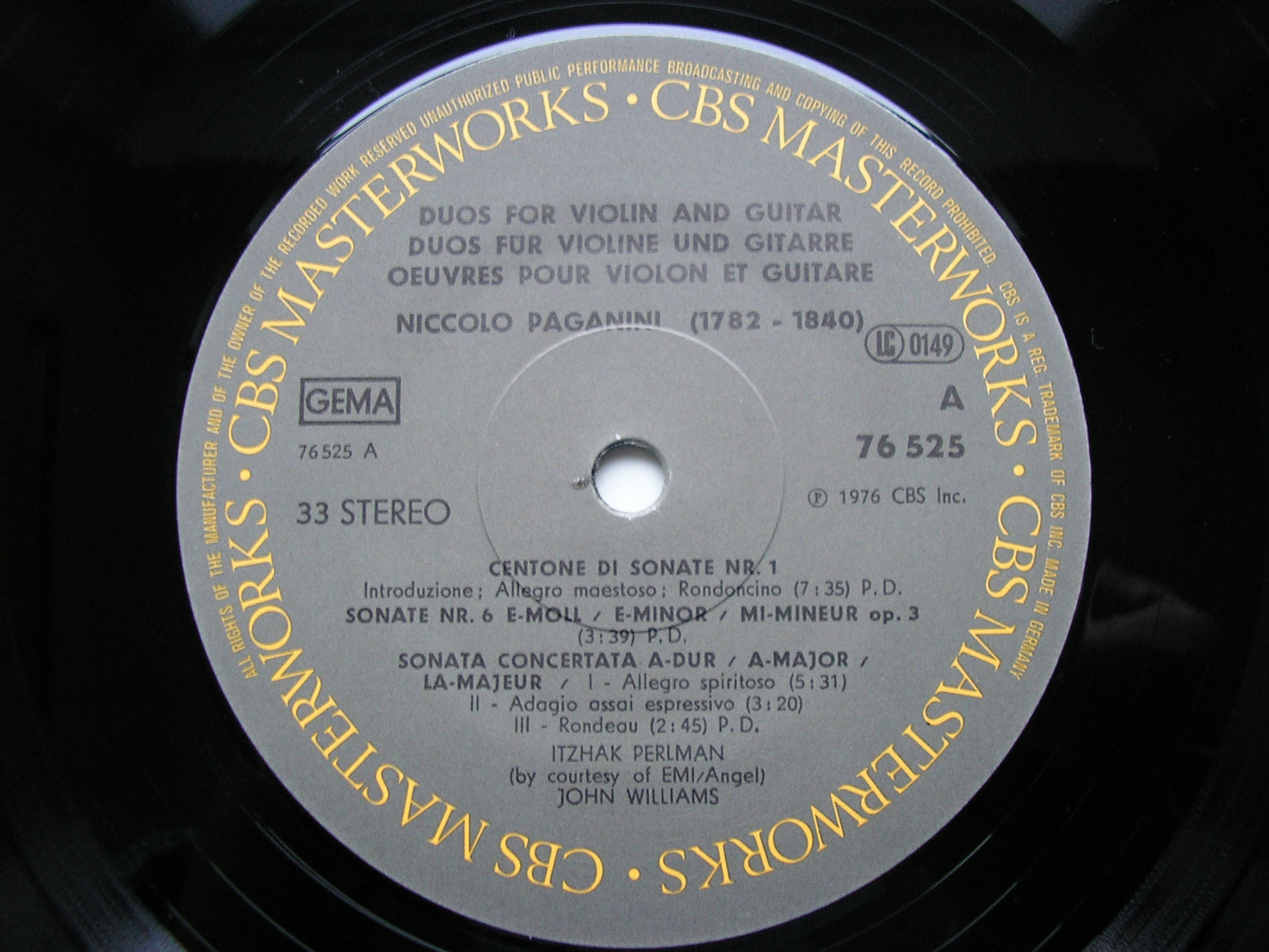 PAGANINI & GIULIANI: DUOS FOR VIOLIN & GUITAR    PERLMAN / WILLIAMS     76525