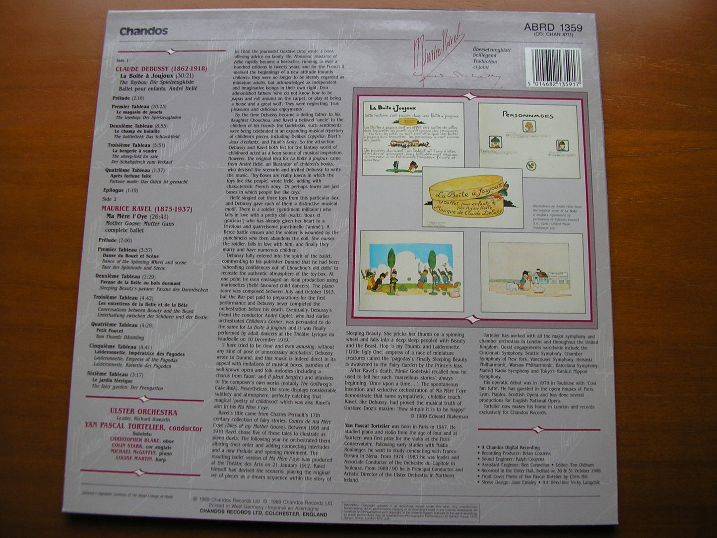 DEBUSSY: LA BOITE A JOUJOUX / RAVEL: MA MERE L'OYE TORTELIER / ULSTER ORCHESTRA ABRD 1359