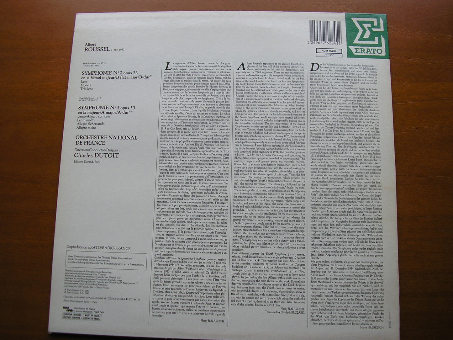 ROUSSEL: SYMPHONIES NOs. 2 & 4      DUTOIT / FRENCH NATIONAL ORCHESTRA     NUM 75284