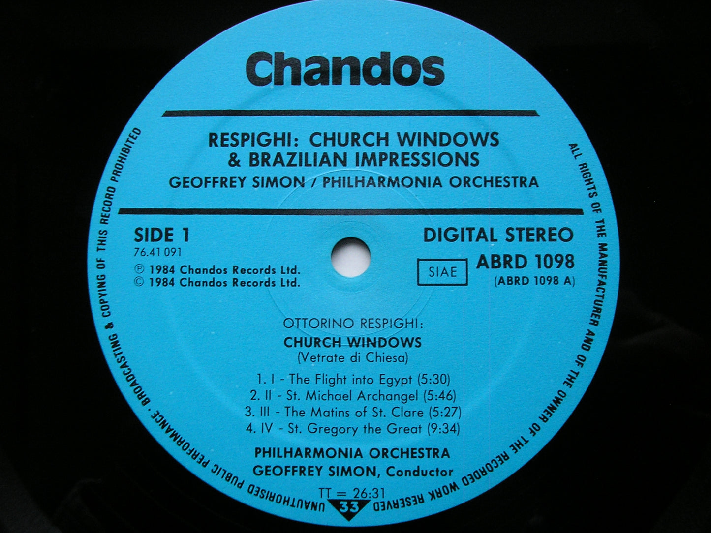 RESPIGHI: CHURCH WINDOWS / BRAZILIAN IMPRESSIONS     SIMON / PHILHARMONIA   ABRD 1098