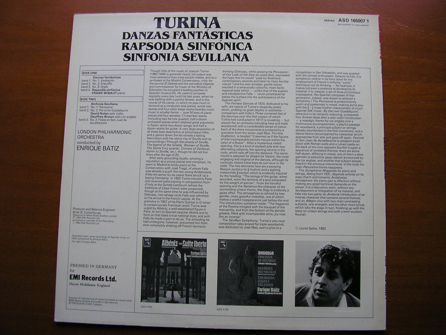 TURINA: DANZAS FANTASTICAS / RAPSODIA SINFONICA / SINFONICA SEVILLANA BATIZ / LONDON PHILHARMONIC ASD 165007