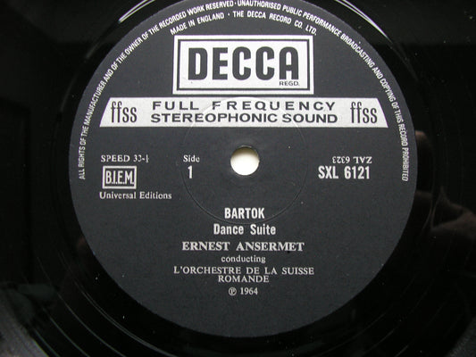 BARTOK: DANCE SUITE / RUMANIAN DANCES / TWO PORTRAITS      ANSERMET / SUISSE ROMANDE     SXL 6121
