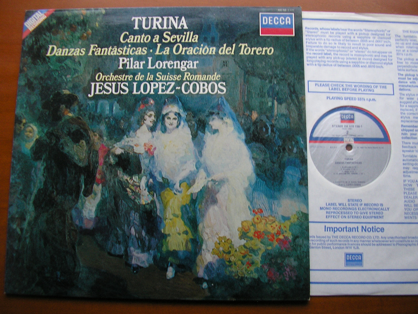 TURINA: DANZAS FANTASTICAS / CANTO A SEVILLA / LA ORACION DEL TORERO LOPEZ-COBOS / SUISSE ROMANDE 410 158