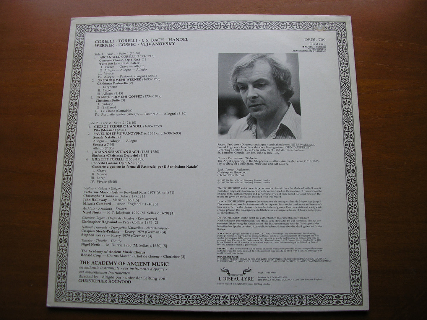 CORELLI / TORELLI / GOSSEC / WERNER: CHRISTMAS CONCERTOS    THE ACADEMY OF ANCIENT MUSIC / HOGWOOD    DSDL 709