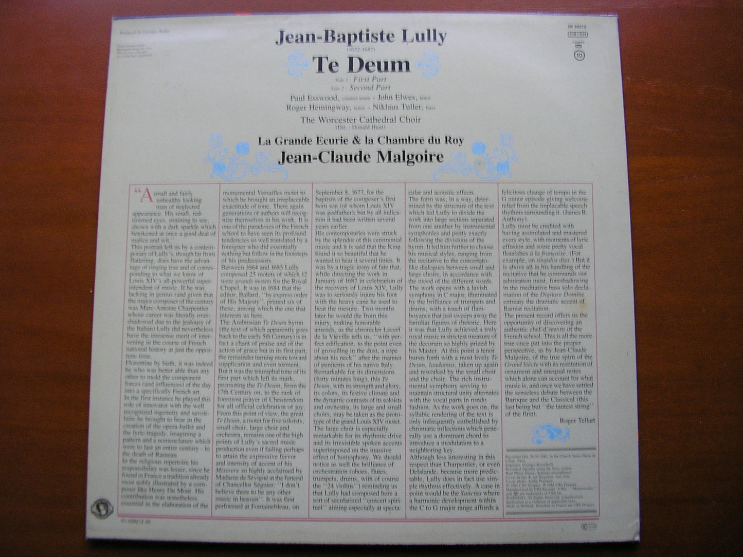 LULLY: TE DEUM      SOLOISTS / LA GRANDE ECURIE ET LA CHAMBRE DU ROI / MALGOIRE    IM 39212