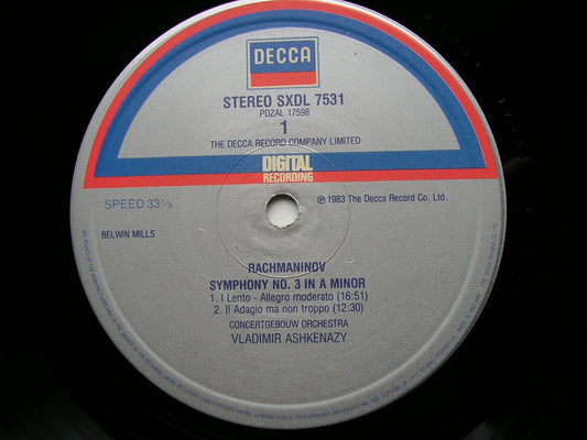 RACHMANINOV: SYMPHONY No. 3 / YOUTH SYMPHONY (1891) ASHKENAZY / CONCERTGEBOUW SXDL 7531