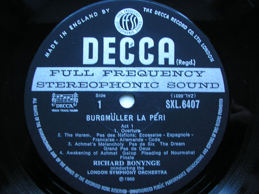SXL 6407 BURGMULLER: LA PERI complete ballet BONYNGE / LONDON SYMPHONY ED3