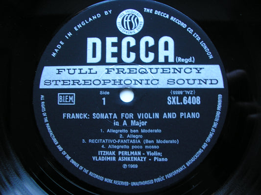 SXL 6408 FRANCK: SONATA FOR VIOLIN & PIANO / BRAHMS: HORN TRIO ASHKENAZY / PERLMAN /TUCKWELL ED3