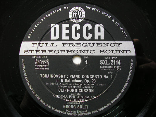 TCHAIKOVSKY: PIANO CONCERTO CURZON / VIENNA PHILHARMONIC / SOLTI SXL 2114
