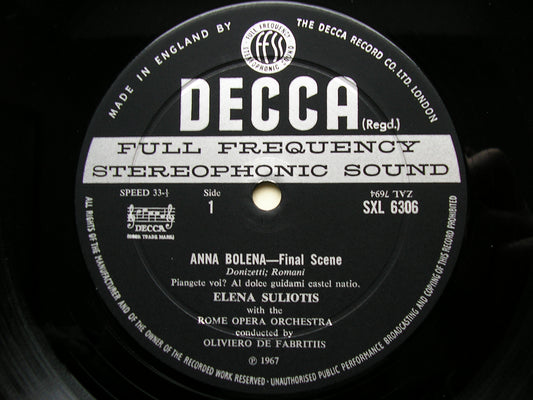 SXL 6306 ELENA SULIOTIS SINGS DONIZETTI & VERDI ROME OPERA ORCHESTRA / DE FABRITIIS ED2