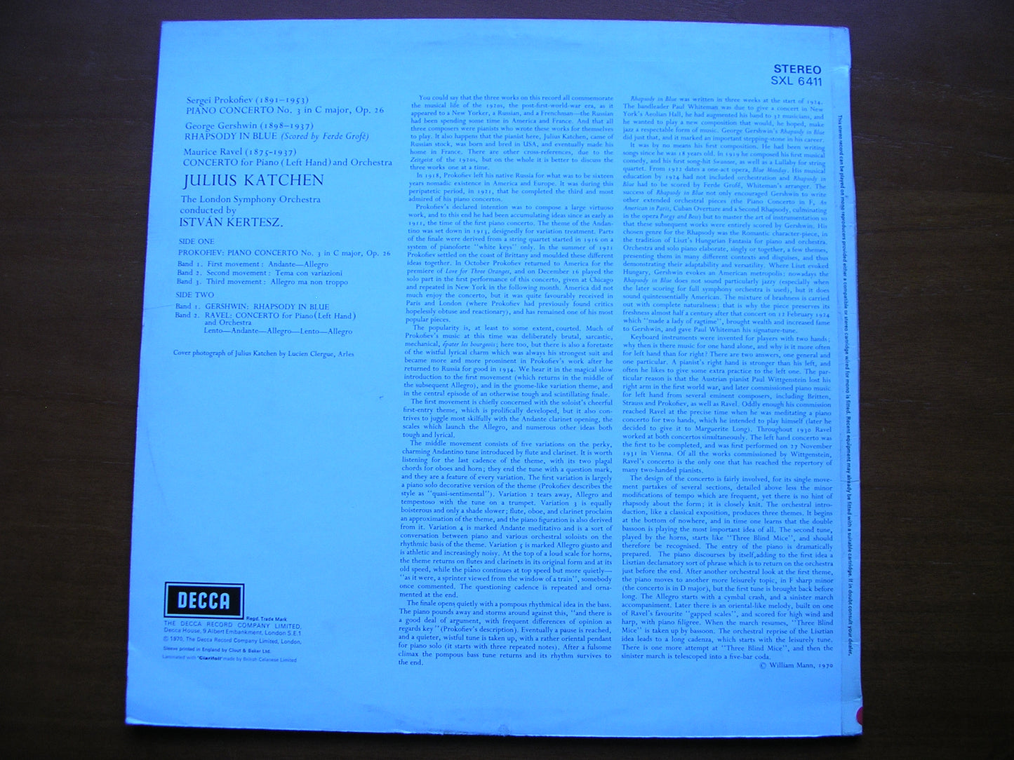 SXL 6411 PROKOFIEV / GERSHWIN / RAVEL: PIANO CONCERTOS KATCHEN / LONDON SYMPHONY / KERTESZ ED3