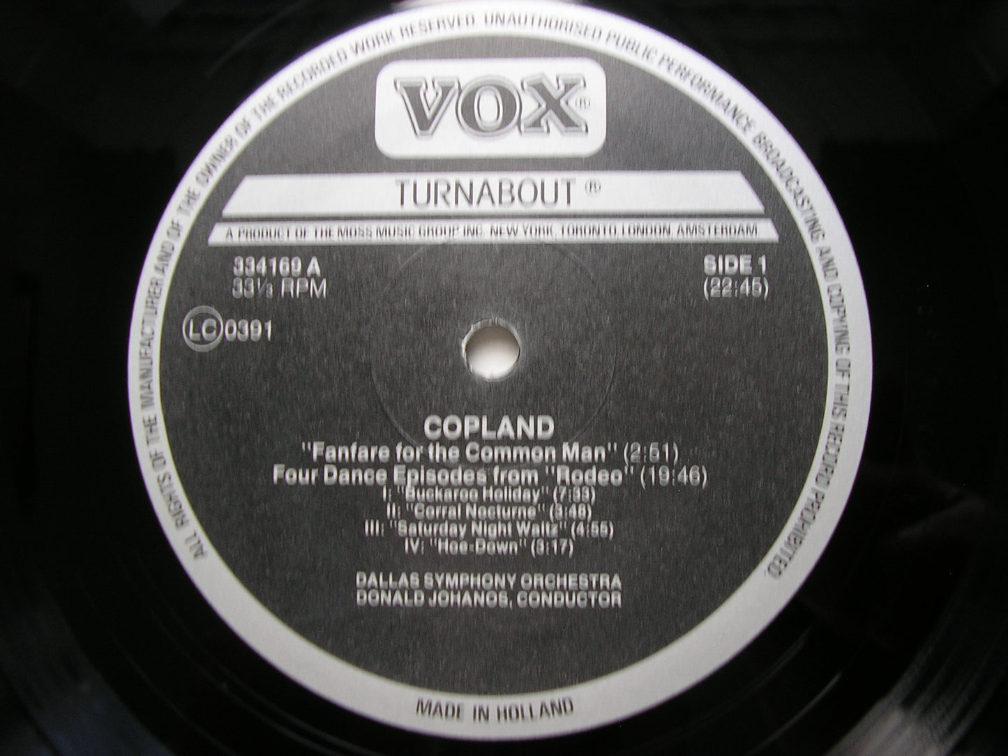 COPLAND: BILLY THE KID / RODEO / FANFARE FOR THE COMMON MAN DALLAS SYMPHONY / JOHANOS TV 334 169