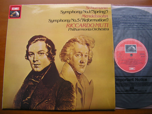 SCHUMANN: SYMPHONY No. 1 / MENDELSSOHN: SYMPHONY No. 5     MUTI / PHILHARMONIA     ASD 3781