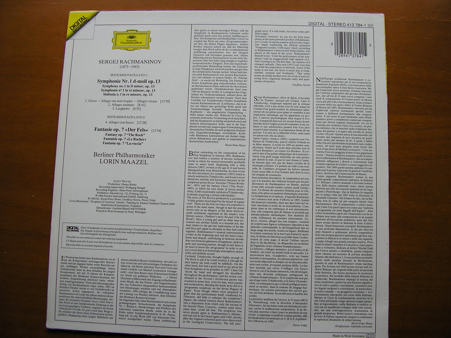 RACHMANINOV: SYMPHONY No. 1 MAAZEL / BERLIN PHILHARMONIC 413 784