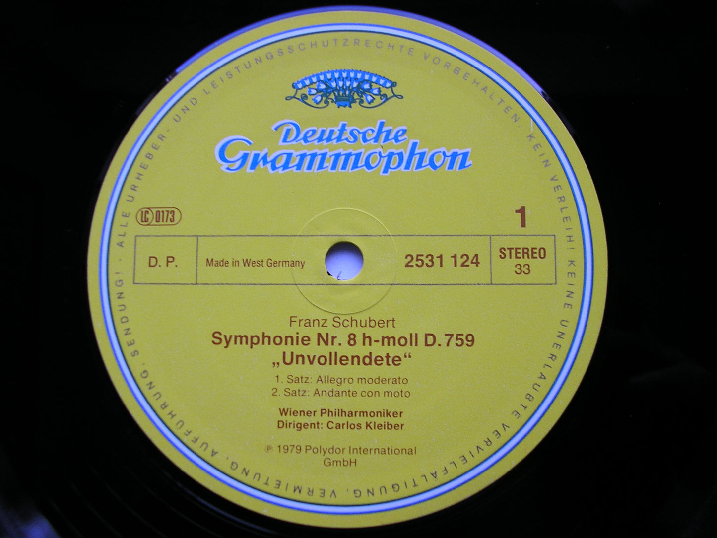 SCHUBERT: SYMPHONIES Nos. 3 & 8 'Unfinished' KLEIBER / VIENNA PHILHARMONIC 2531 124