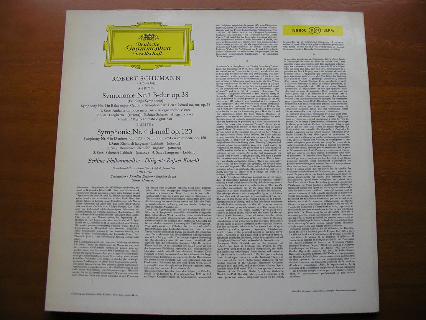 SCHUMANN: SYMPHONIES Nos. 1 & 4        KUBELIK / BERLIN PHILHARMONIC     RAFAEL KUBELIK       138 860