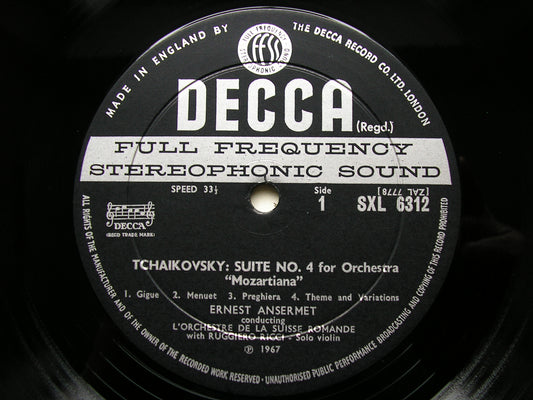 SXL 6312 TCHAIKOVSKY: SUITE No. 4 'Mozartiana' / RESPIGHI: 'Rossiniana' RICCI / SUISSE ROMANDE / ANSERMET ED2