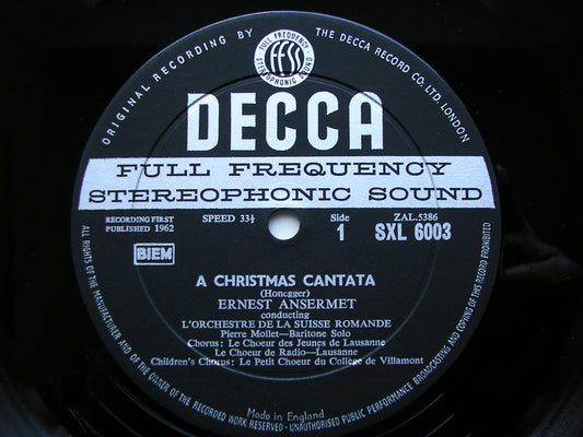 SXL 6003 HONEGGER: A CHRISTMAS CANTATA / SYMPHONY FOR STRINGS ANSERMET / SUISSE ROMANDE ED 1