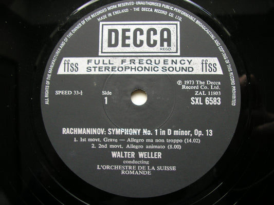 RACHMANINOV: SYMPHONY No. 1 WELLER / SUISSE ROMANDE SXL 6583