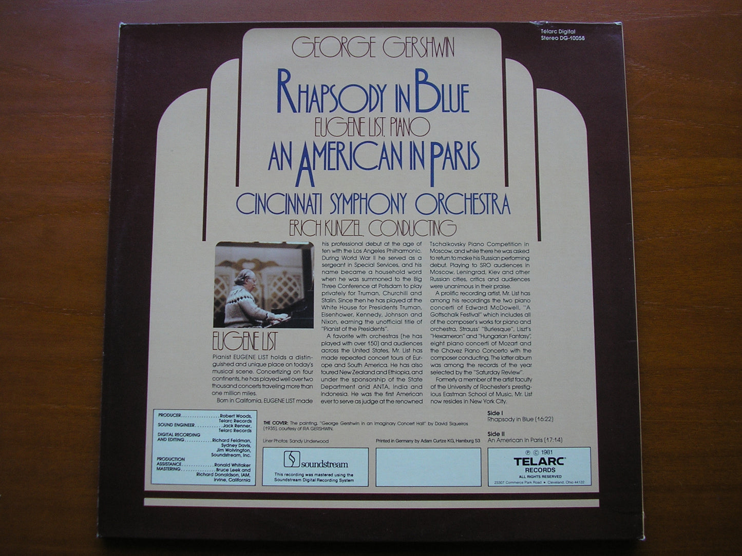 GERSHWIN: RHAPSODY IN BLUE / AN AMERICAN IN PARIS LIST / CINCINNATI SYMPHONY / KUNZEL DG-10058