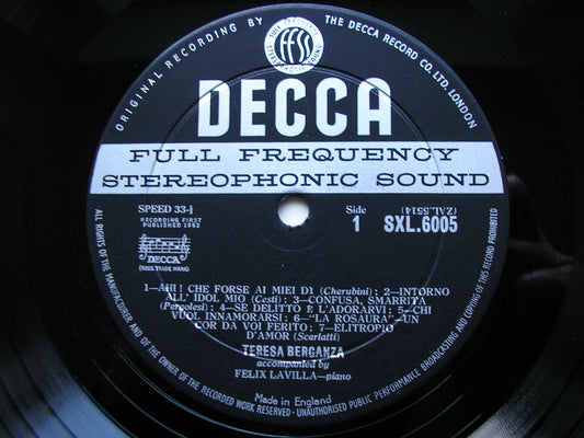 SXL 6005 TERESA BERGANZA SINGS SPANISH & ITALIAN SONGS BERGANZA / LAVILLA ED 1