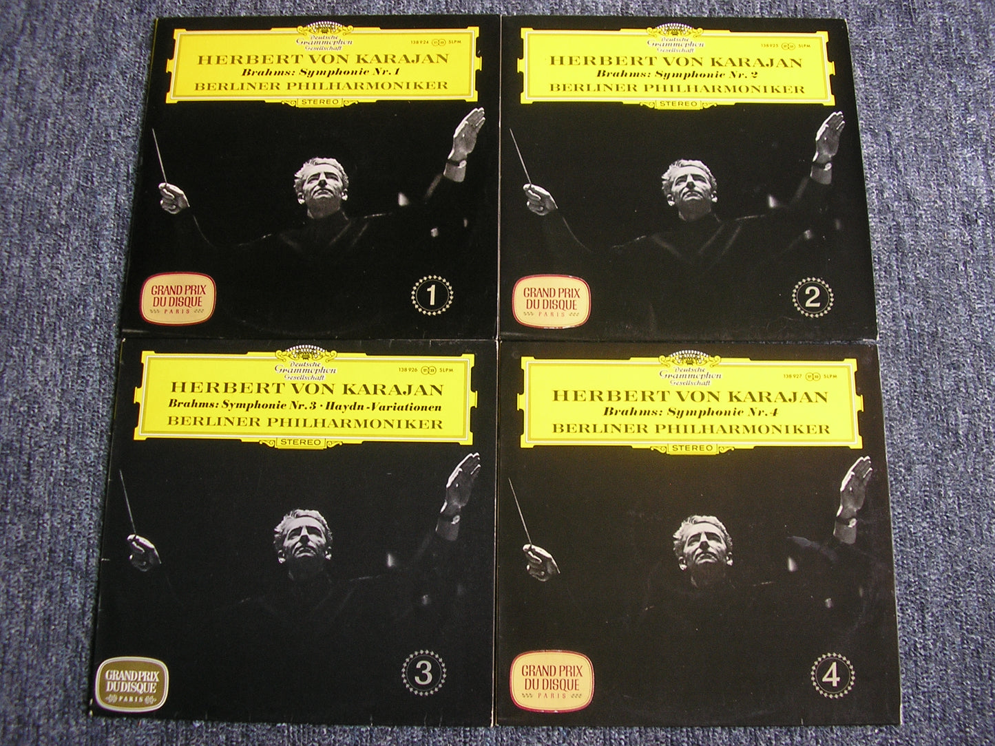 BRAHMS: THE FOUR SYMPHONIES / HAYDN VARIATIONS KARAJAN / BERLIN PHILHARMONIC 4LP 138 924 - 927