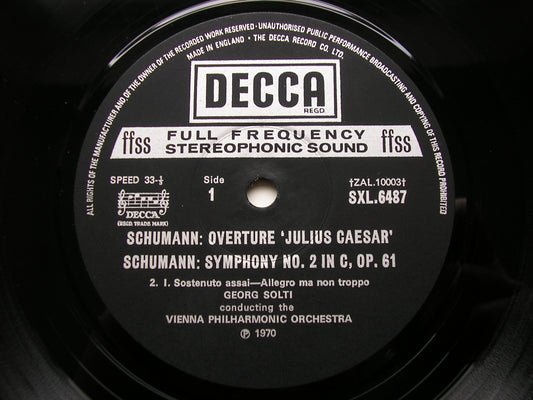 SCHUMANN: SYMPHONY No. 2 / OVERTURE Julius Caesar       SOLTI / VIENNA PHILHARMONIC     SXL 6487