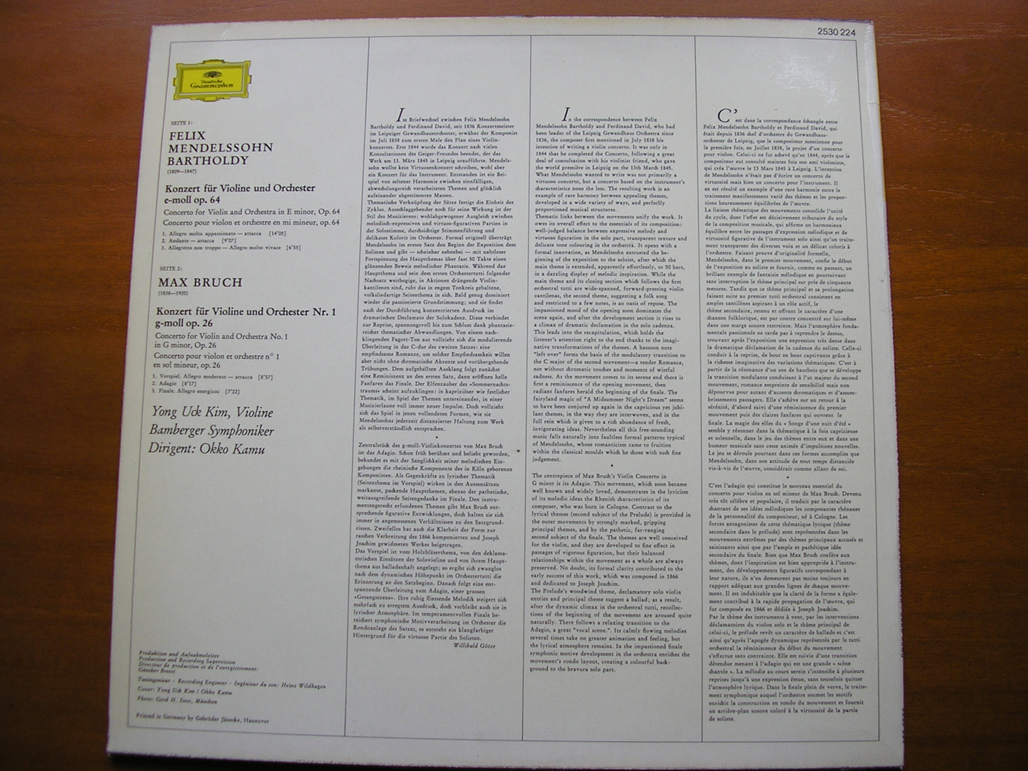 MENDELSSOHN & BRUCH: VIOLIN CONCERTOS YONG UCK KIM / BAMBERG SYMPHONY / KAMU 2530 224