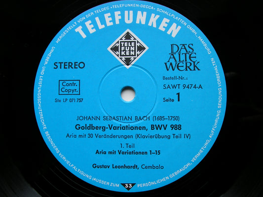 BACH: GOLDBERG VARIATIONS (1740) GUSTAV LEONHARDT SAWT 9474
