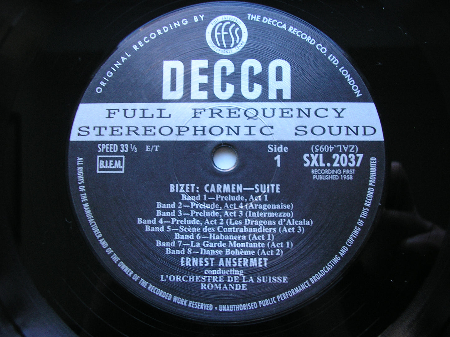 BIZET: CARMEN & L'ARLESIENNE Suites ANSERMET / SUISSE ROMANDE SXL 2037