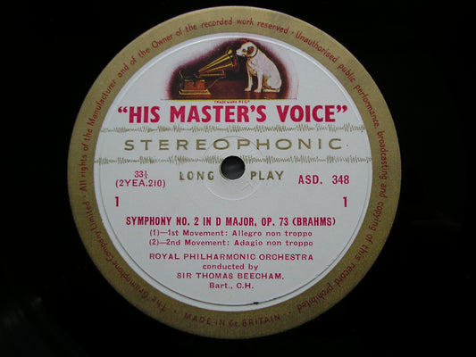 BRAHMS: SYMPHONY No. 2 BEECHAM / ROYAL PHILHARMONIC ASD 348