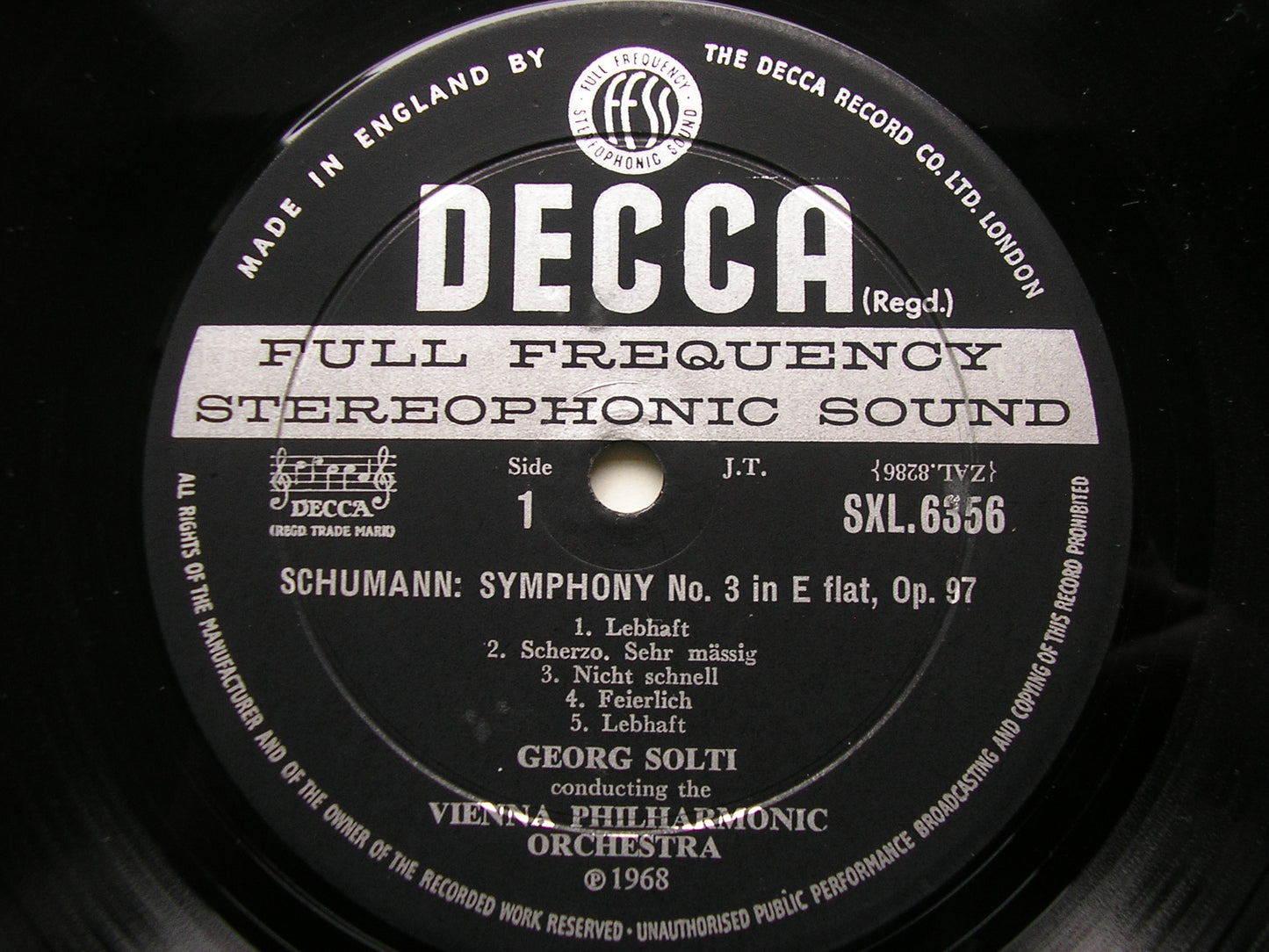 SCHUMANN: SYMPHONIES Nos. 3 & 4       SOLTI / VIENNA PHILHARMONIC     SXL 6356