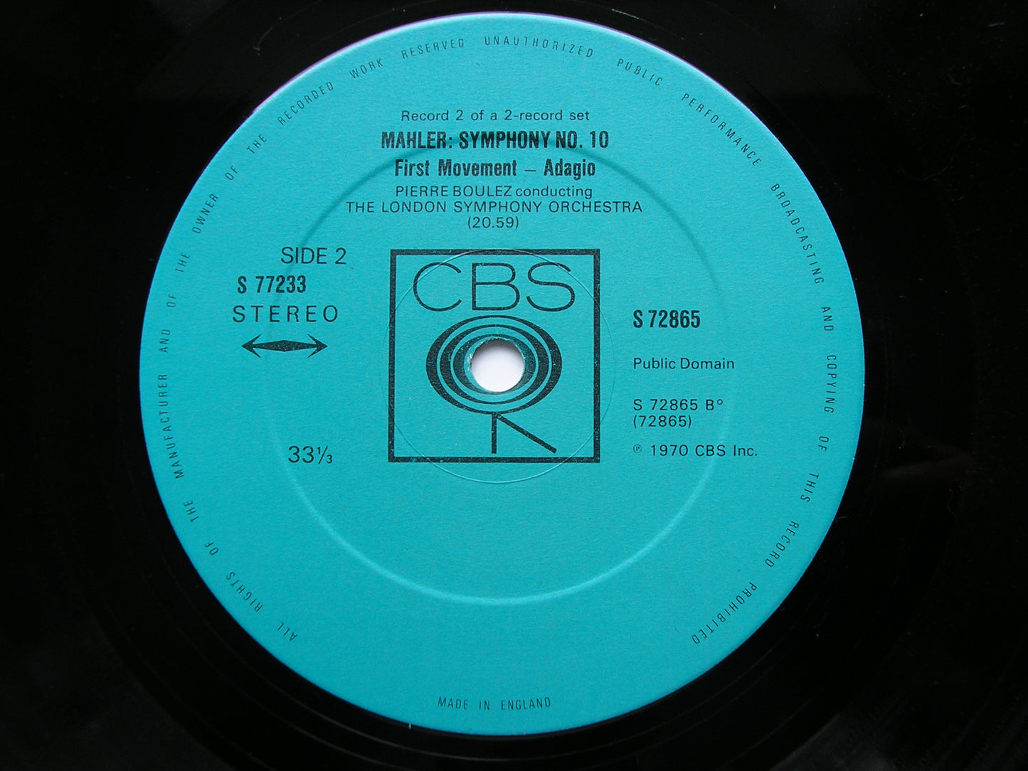MAHLER: DAS KLAGENDE LIED / SYMPHONY No. 10 Adagio      SOLOISTS / LONDON SYMPHONY / BOULEZ     2LP     77233