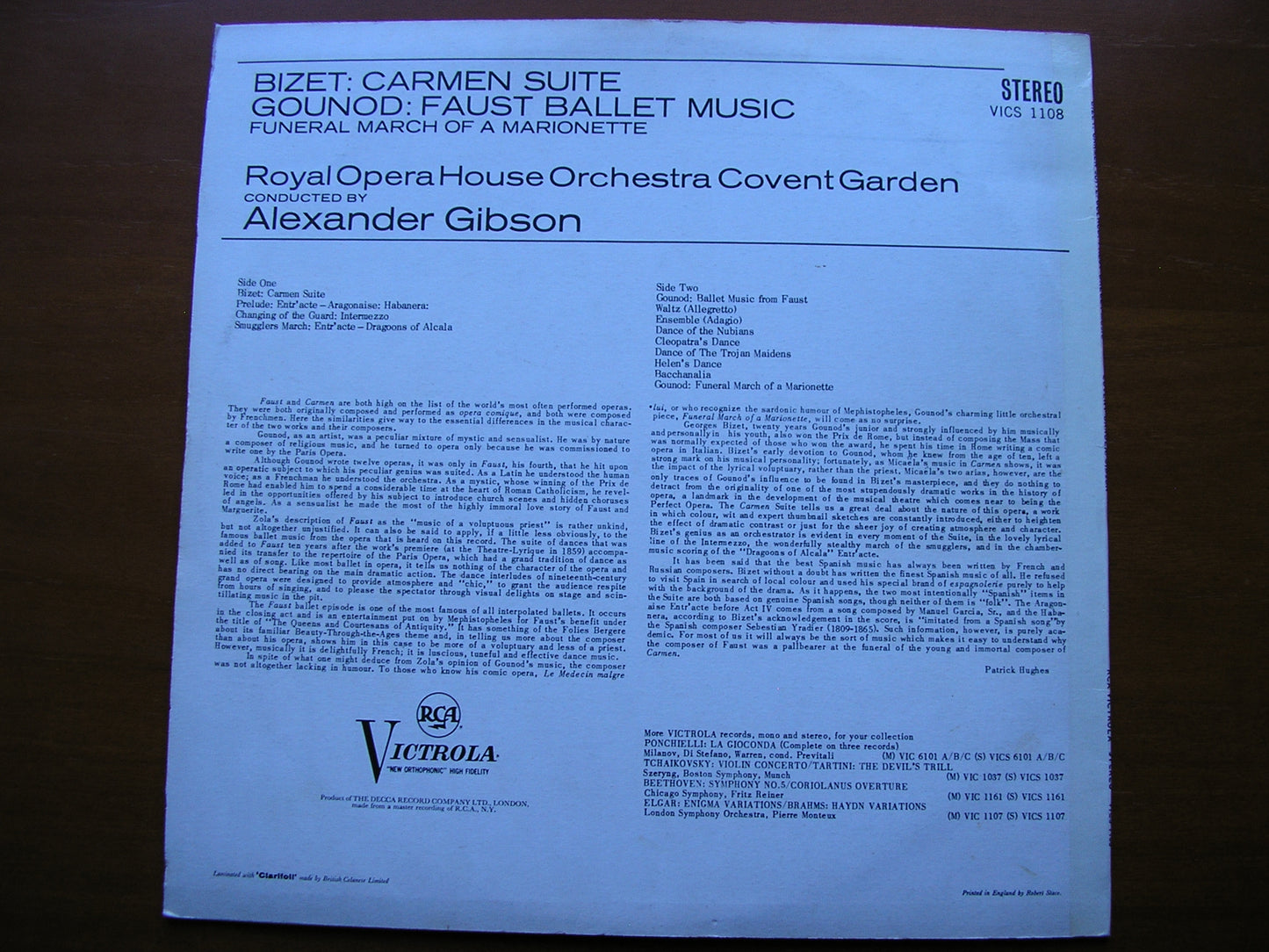 BIZET: CARMEN Suite / GOUNOD: FAUST Ballet Music GIBSON / OROHCG VICS 1108