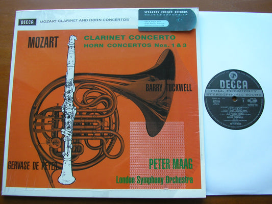 MOZART: CLARINET CONCERTO / HORN CONCERTOS Nos. 1 & 3     TUCKWELL / DE PEYER / LONDON SYMPHONY/ MAAG       SXL 2238