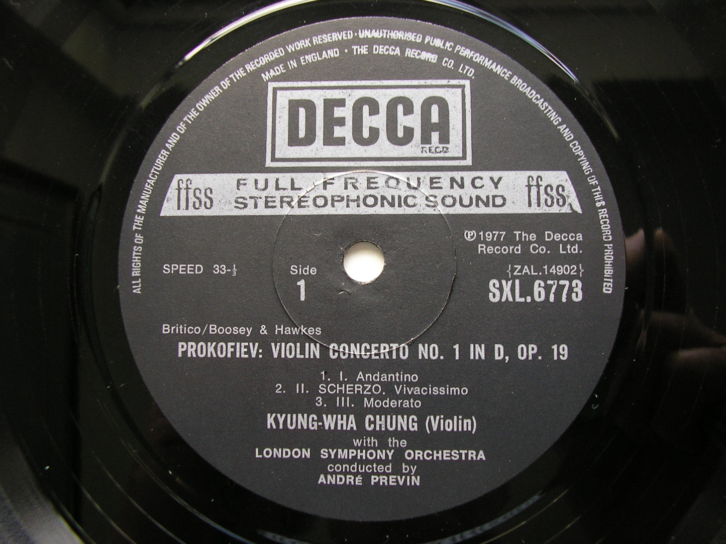 PROKOFIEV: VIOLIN CONCERTOS Nos. 1 & 2 KYUNG WHA CHUNG / LONDON SYMPHONY / ANDRE PREVIN SXL 6773