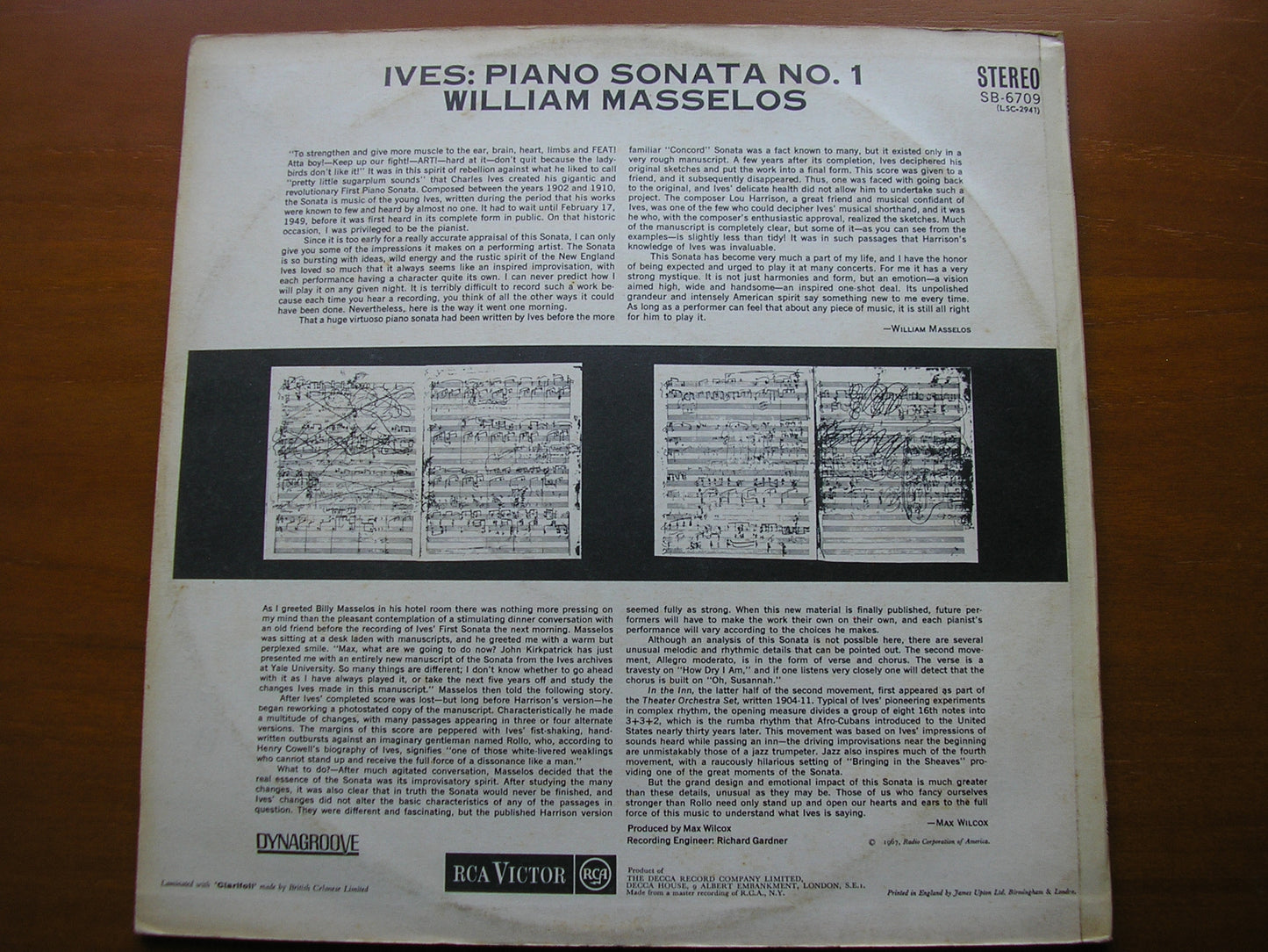 IVES: PIANO SONATA No. 1 WILLIAM MASSELOS SB 6709
