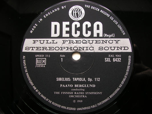 SXL 6432 SIBELIUS: TAPIOLA / KOKKONEN: SYMPHONY No. 3 BERGLUND / FINNISH RADIO SYMPHONY ED3
