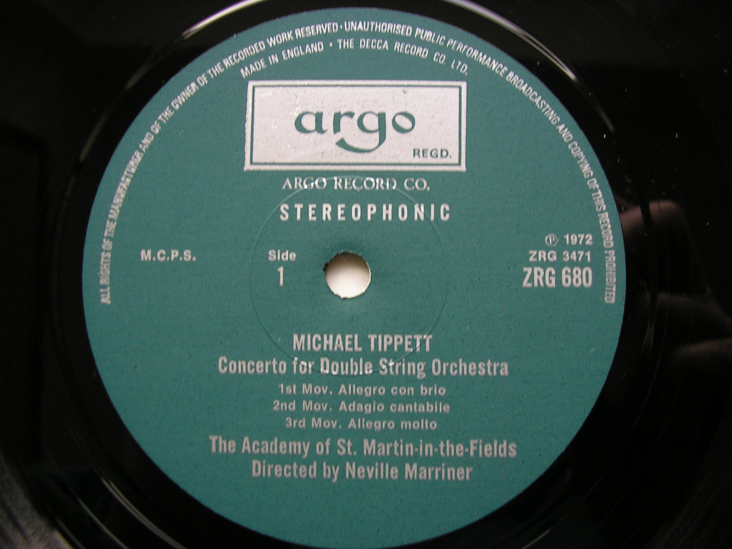 TIPPETT: CORELLI FANTASIA / CONCERTO FOR DOUBLE STRING ORCHESTRA / LITTLE MUSIC       ASMIF / MARRINER     ZRG 680