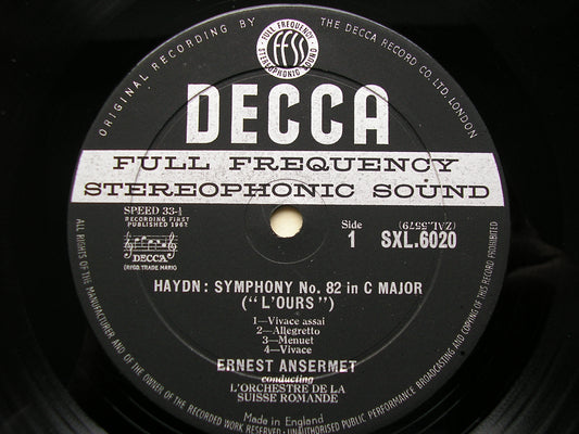 SXL 6020 HAYDN: SYMPHONIES Nos. 82 & 86 ANSERMET / SUISSE ROMANDE ED1