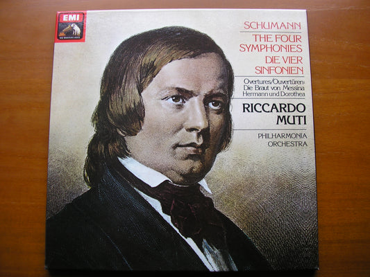 SCHUMANN: THE FOUR SYMPHONIES / TWO OVERTURES     RICCARDO MUTI / PHILHARMONIA   3LP     SLS 5199