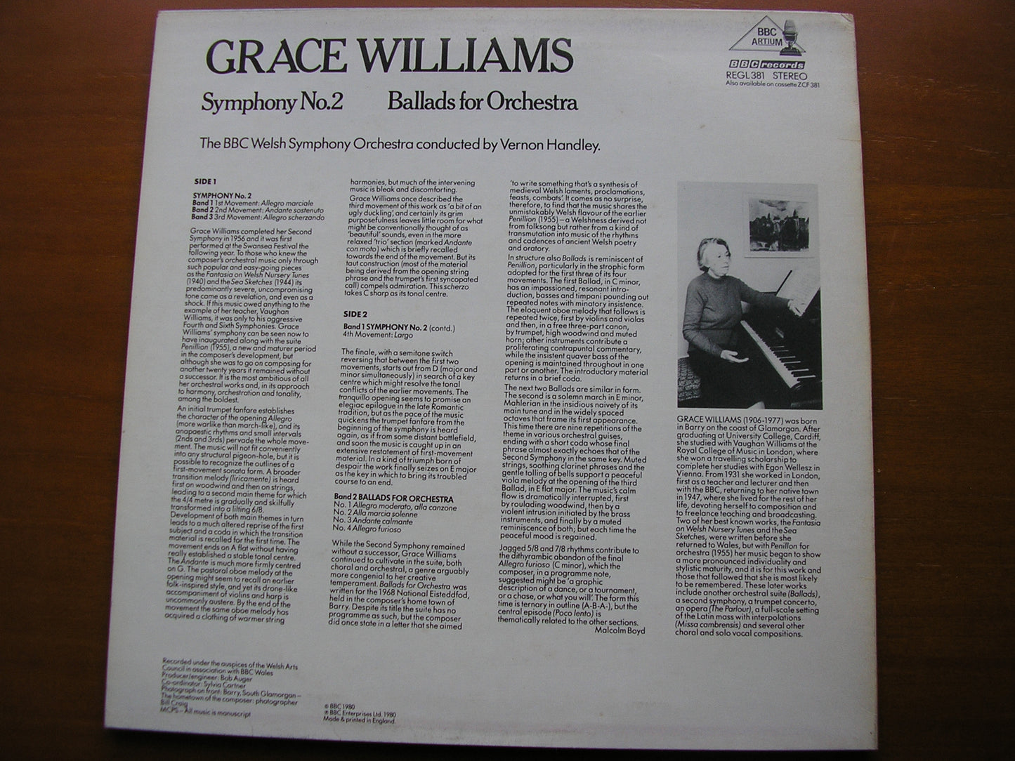 GRACE WILLIAMS: SYMPHONY No. 2 / BALLADS FOR ORCHESTRA     HANDLEY / BBC WELSH SYMPHONY    REGL 381