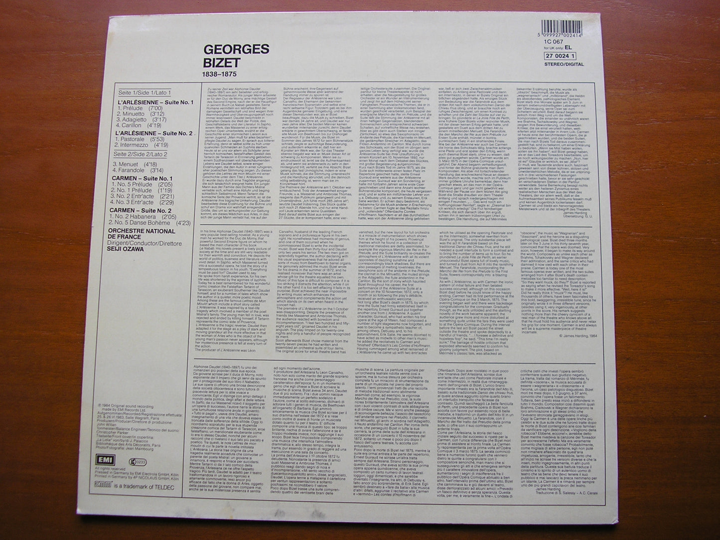 BIZET: CARMEN SUITE / L'ARLESIENNE SUITES    OZAWA / FRENCH NATIONAL ORCHESTRA    270024