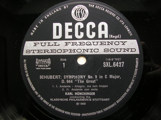 SXL 6427 SCHUBERT: SYMPHONY No. 9 MUNCHINGER / STUTTGART KLASSISCHE PHILHARMONIE ED3