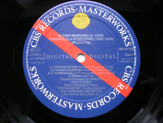 MESSIAEN: TURANGALILA SYMPHONIE CROSSLEY / MURAIL / PHILHARMONIA / ESA-PEKKA SALONEN 2LP I2M 42126